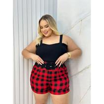 Bermuda com Cinto e Cropped Bengaline Plus Size - REF.9097