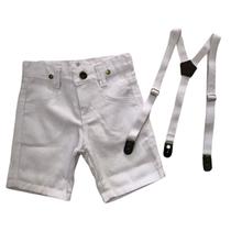 Bermuda Com Suspensório Infantil - Várias Cores