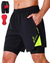 Bermuda de ciclismo masculina Sportneer com acolchoamento 3D e bolsos com zíper Bermuda de ciclismo masculina Sportneer com acolchoamento 3D e bolsos com zíper