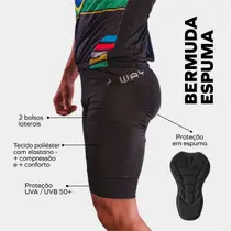 Bermuda de Ciclismo Masculina Way Com Bolsos Laterais e Forro de Espuma Conforto 6h de Pedal Cicloturismo Speed Mtb