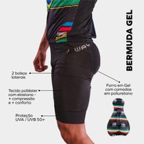 Bermuda de Ciclismo Masculina Way Forro Gel Antibacteriano Com Bolsos Laterais Garante Conforto até 8h de Pedal Cicloturismo Speed Mtb