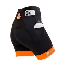 Bermuda de Compressão Feminina - SPORTBR - Preta e Laranja