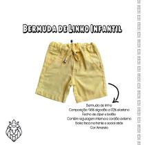 Bermuda de Linho Amarela Infantil Menino