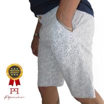 Bermuda De Linho Casual Masculina Estampada