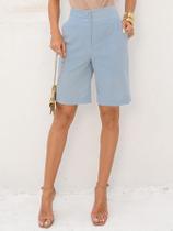 Bermuda de Linho Feminina com Bolsos e Botões Design moderno (ref.02671) (D)