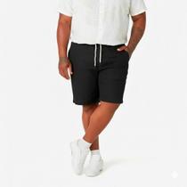 Bermuda de Linho Plus Size Masculino Short Mauricinho Elástico com Cordão Casual Confortável Verão G