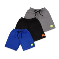 Bermuda De Moletom Infanto Juvenil 85% Algodão Kit 3 Shorts de Menino