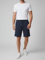 Bermuda de Moletom Masculina Azul Marinho Básica Liso com Bolso e Cordão Shorts de moletom pra homem