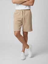 Bermuda de Moletom Masculina Bege Básica Liso com Bolso e Cordão - Shorts de moletom para homem