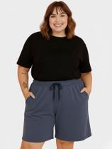 Bermuda de Moletom Plus Size Feminino Chumbo Shorts de Moletom Plus Size Bermuda de Mulher Bermuda de Moletom Plus Size Feminino Chumbo Shorts de Moletom Plus Size Bermuda de Mulher
