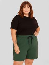 Bermuda de Moletom Plus Size Feminino Verde Shorts de Moletom Plus Size Bermuda de Mulher Bermuda de Moletom Plus Size Feminino Verde Shorts de Moletom Plus Size Bermuda de Mulher