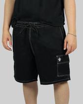 Bermuda DR7 Street Cargo Logo Hidrante White Line - Preto