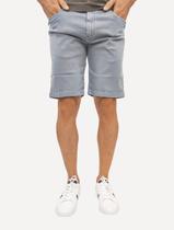 Bermuda Dudalina Masculina Jeans Slim 5 Pockets Tinturada Azul Claro