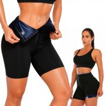 Bermuda Efeito Sauna Tecido Térmico Queima de Gordura da Cintura á Coxa Short de Alta Compressão Bermuda Efeito Sauna Tecido Térmico Queima de Gordura da Cintura á Coxa Short de Alta Compressão