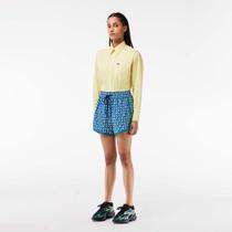 Bermuda estampada Curta Drapeada com Estampa Gráfica