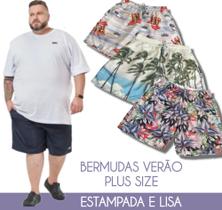 Bermuda Estampada Plus Size Praia Verão Esporte Lisa Bermuda Estampada Plus Size Praia Verão Esporte Lisa