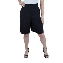 Bermuda Feminina Autenticada Alfaiataria Linho Preta - 7705 Bermuda Feminina Autenticada Alfaiataria Linho Preta - 7705