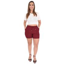 Bermuda Feminina Básica Casual Com Bolso Elastano