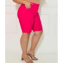 Bermuda Feminina Bengaline Plus Size Lycra 42 Ao 52 Com Cinto
