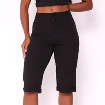 Bermuda Feminina Ciclista Confeccionada em Tecido Two Way Preto