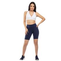 Bermuda Feminina Cintura Alta Academia Best Fit Suplex - Azul Bermuda Feminina Cintura Alta Academia Best Fit Suplex - Azul