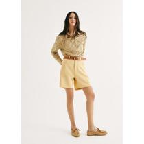 Bermuda Feminina Cintura Média Em Sarja - Amarelo 044