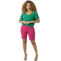 Bermuda Feminina com Bolso Cós Médio Cintura Média Ponto Roma Catwalk Pink