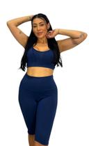 Bermuda Feminina Cós Alto Suplex Longa Lisa Moda Fitness Academia Ciclista Bermuda Leggin MAYU MODAS