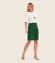 Bermuda Feminina Em Linho Com Bolsos Endless Verde