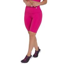 Bermuda Feminina Fitness Suplex Cós Alto Rosa