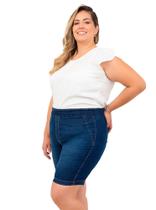 Bermuda Feminina, Jeans Com Elastano, Plus Size, Até 54