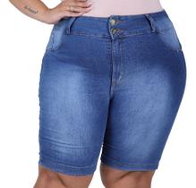 Bermuda Feminina Jeans Plus Size Ciclista Com Lycra Levanta Bumbum - NtD Modas