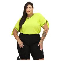 Bermuda Feminina Linho Com Elastano Corte Alfaiataria Social Plus Size Bermuda Feminina Linho Com Elastano Corte Alfaiataria Social Plus Size