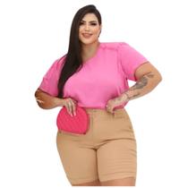 Bermuda Feminina Linho Com Elastano Corte Alfaiataria Social Plus Size Bermuda Feminina Linho Com Elastano Corte Alfaiataria Social Plus Size