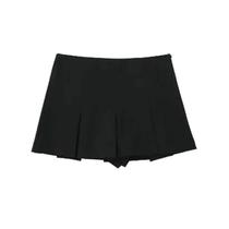 Bermuda Feminina Plissada Listrada de Cintura Alta - Mini Saia Casual Mooyufon