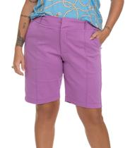 Bermuda Feminina Plus Size Bengaline Secret Glam Roxo