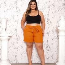 Bermuda Feminina Plus Size com Laço na Cintura - Deskkolladas