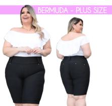 Bermuda Feminina Plus Size Cotton Jeans Modeladora - Wild