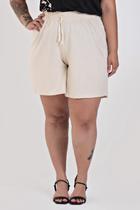Bermuda Feminina Plus Size De Linho Cós Com Elástico Largo - Serena Bermuda Feminina Plus Size De Linho Cós Com Elástico Largo - Serena