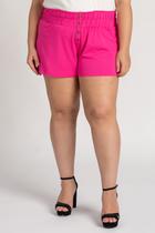 Bermuda Feminina Plus Size Moletinho Cós Alto Aplique Botões - Serena