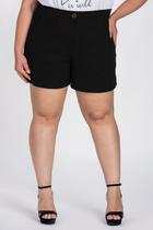 Bermuda Feminina Plus Size Ribana Canelada Botão Fake - Serena Bermuda Feminina Plus Size Ribana Canelada Botão Fake - Serena