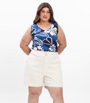 Bermuda Feminina Plus Size Secret Glam Bege Bermuda Feminina Plus Size Secret Glam Bege