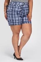 Bermuda Feminina Plus Size Suplex Sublimado Xadrez c/ Cinto - Serena