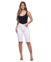 Bermuda Feminina Sarja Biker Razon Jeans Branco