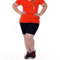Bermuda Feminina Suplex Plus Size Ciclista Fitnes -academia