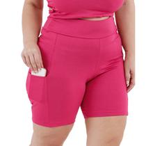 Bermuda feminina suplex shorts com bolso lateral plus size 3039a