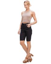 Bermuda Feminina Tanise jeans Ciclista Preta ref. 25160