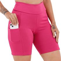 Bermuda Fitness Feminina Cós Alto C/Bolsos Laterais Reforçado s/Transparência Slim 3038.C1