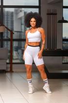 Bermuda Fitness Feminina Modeladora Cintura Alta com Recorte Anatômico para Treino