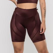 Bermuda Fitness Feminina Recortes Poliamida Brilho Acetinado